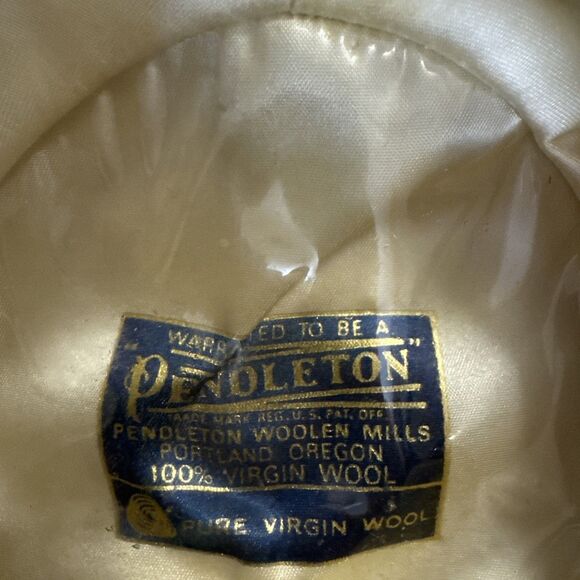 Vintage Pendleton Fedora Hat Mens Wool Brown Feathered Made USA Plaid Hats 7 3/4 - Picture 8 of 9